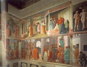  Renaissance Oil Painting - Frescoes in the Cappella Brancacci right view Christian Quattrocento Renaissance Masaccio